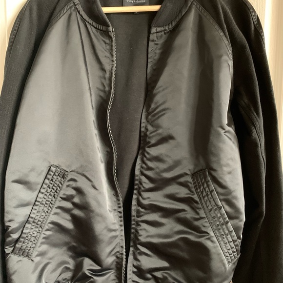 Wings+Horns Mens Full zip up Bomber Jacket Black Size Large - Picture 2 of 3